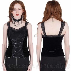 KILLSTAR Carrie Caustic Lace Panel Vest M EUC